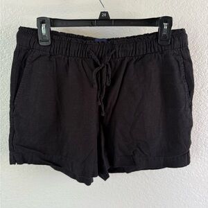 Women's Black Linen Blend Shorts